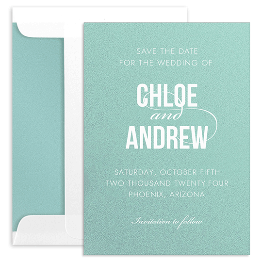 Modern Couple Shimmer Save the Date Cards